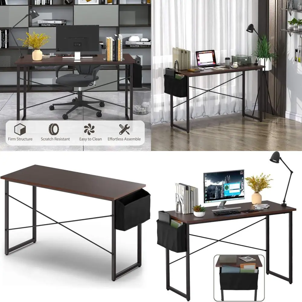 

47 Modern Coffee-Colored Laptop Desk with Storage for Home Office and Study