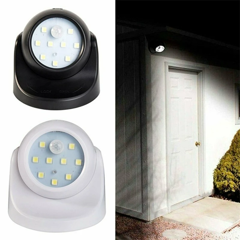 360° Battery Operated Indoor Outdoor Garden Motion Sensor Security LED Light New