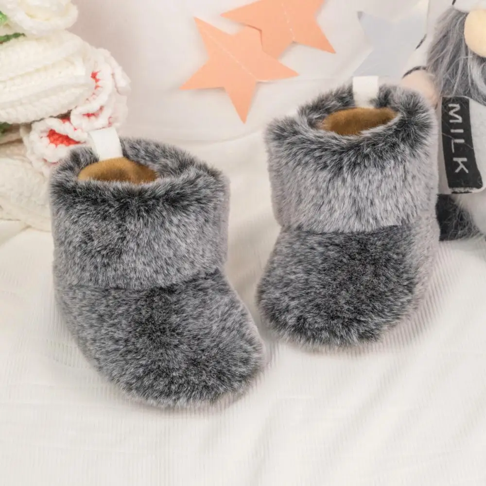 

Meckior Babies Winter Newborn Baby Furry Toddler Shoes Baby Girl Shoes Baby Boots Anti-Slip Warm Bed Shoes Three Colors