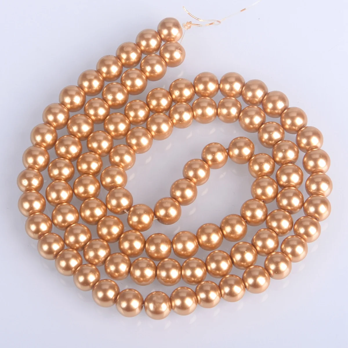 1 Strand 85pcs Round 10mm Deep Gold Color Glass Pearl Beads For Jewelry Making DIY Bracelet Findings Wholesale Lot