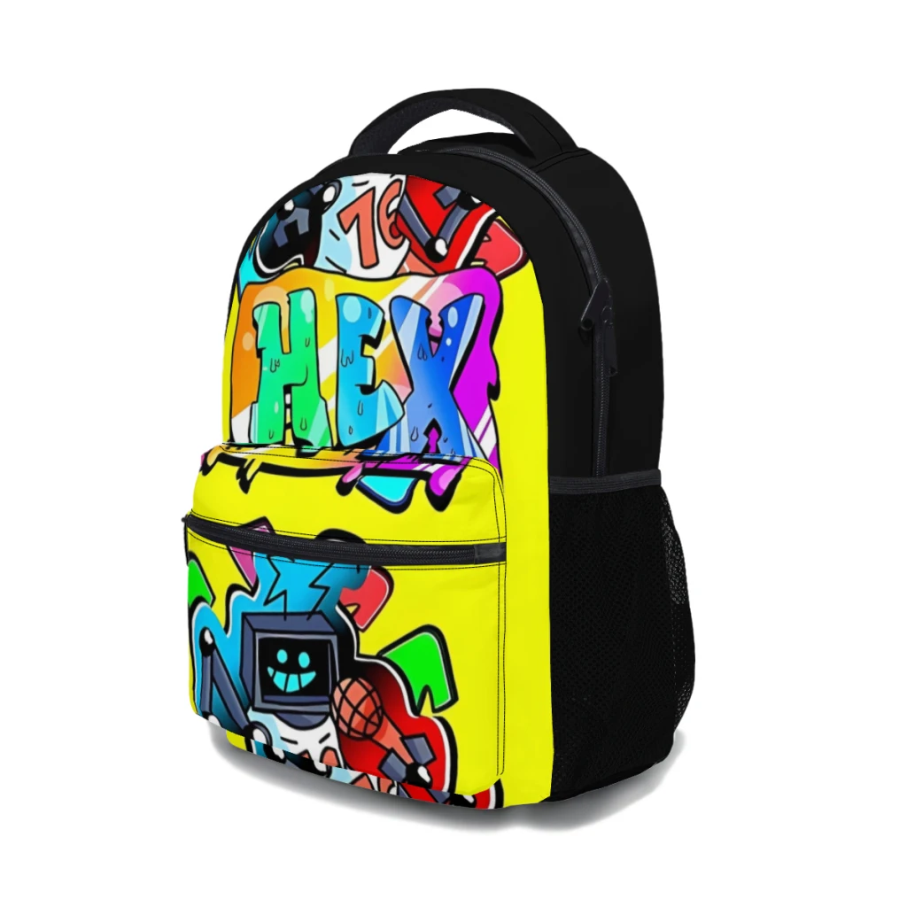 Tas ransel motif grafiti karakter mod fnf fashion baru tas ransel kapasitas besar tas buku trendi banyak saku dapat disesuaikan 17 inci