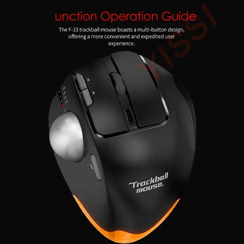 Neue f33 Wireless Track Ball Triple Pairing schaltbare programmier bare Raton Low Latency Gaming Mäuse ergonomische RGB optische Maus
