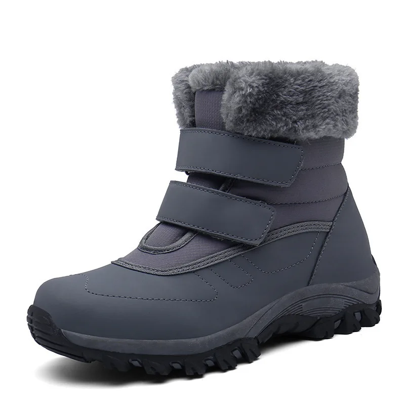 

Short Snow Boots Size 36-42 Winter Women Grey Ankle Boots Waterproof Warm Shoes Outdoor Thickened Plush Windproof Mid-Calf Boots