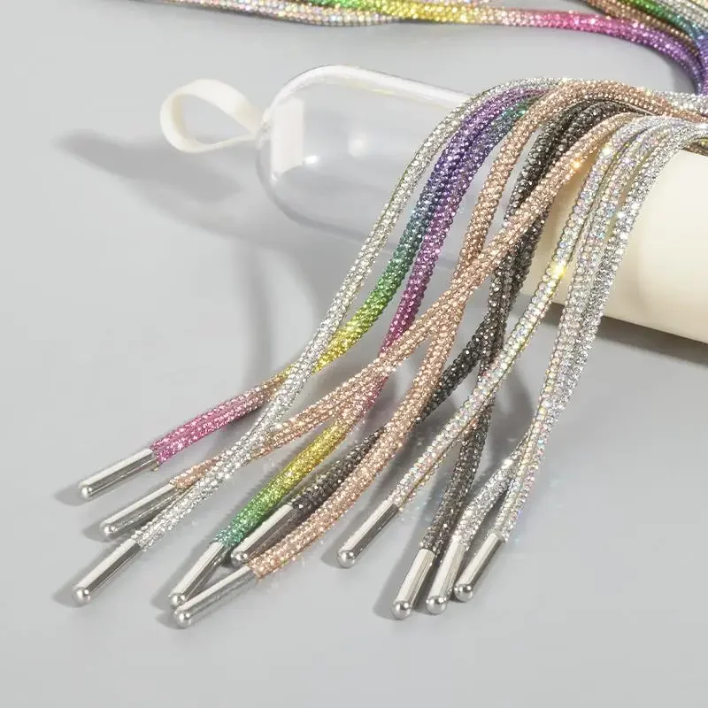 Cordones de diamantes de imitación de lujo para zapatos, cuerdas brillantes, correa de trenzado cruzado, cordón DIY, accesorios para zapatillas, 1 unidad