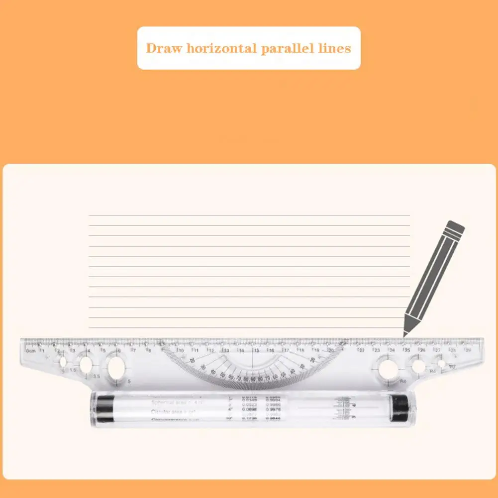 30cm Rolling Pusher Angle Parallel Ruler Multi-funcional Estudante Desenho Roller Ruler Arquiteto Exame Angle Balance Ruler