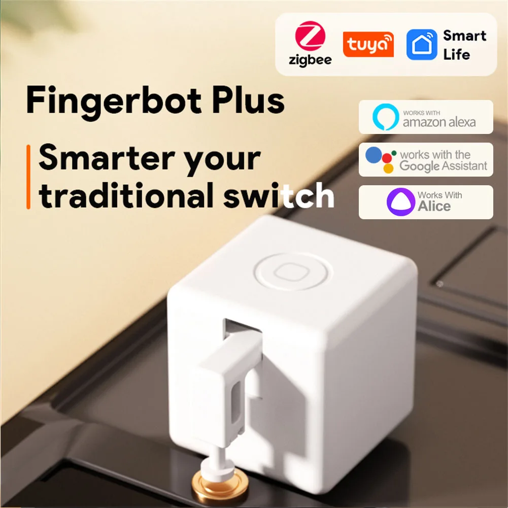 

Умный переключатель Tuya Zigbee Fingerbot Plus, кнопка для отпугивания пальцев, голосовое управление через Alexa Alice