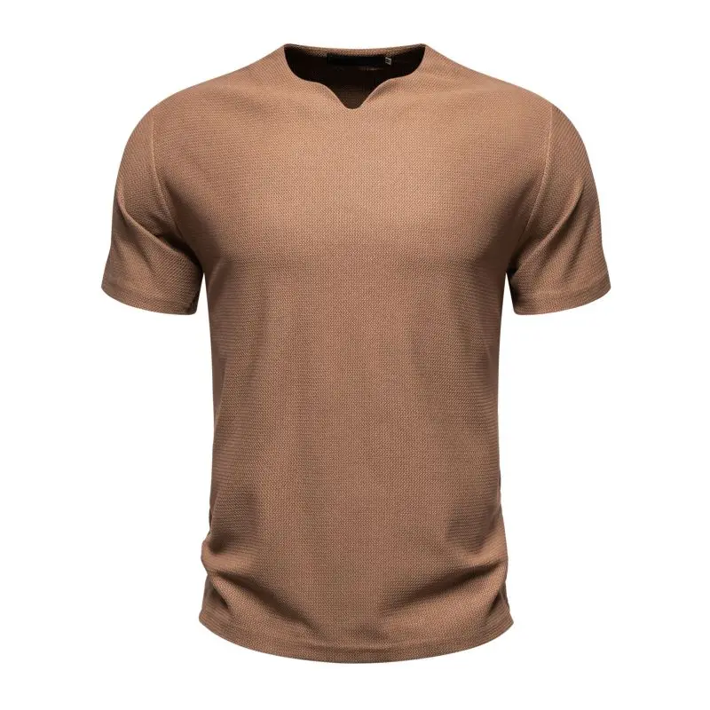 Summer Fashion V Neck T Shirt Men European Style Solid Breathable Short Sleeve T-shirts Fitness Running Gym Top Tees