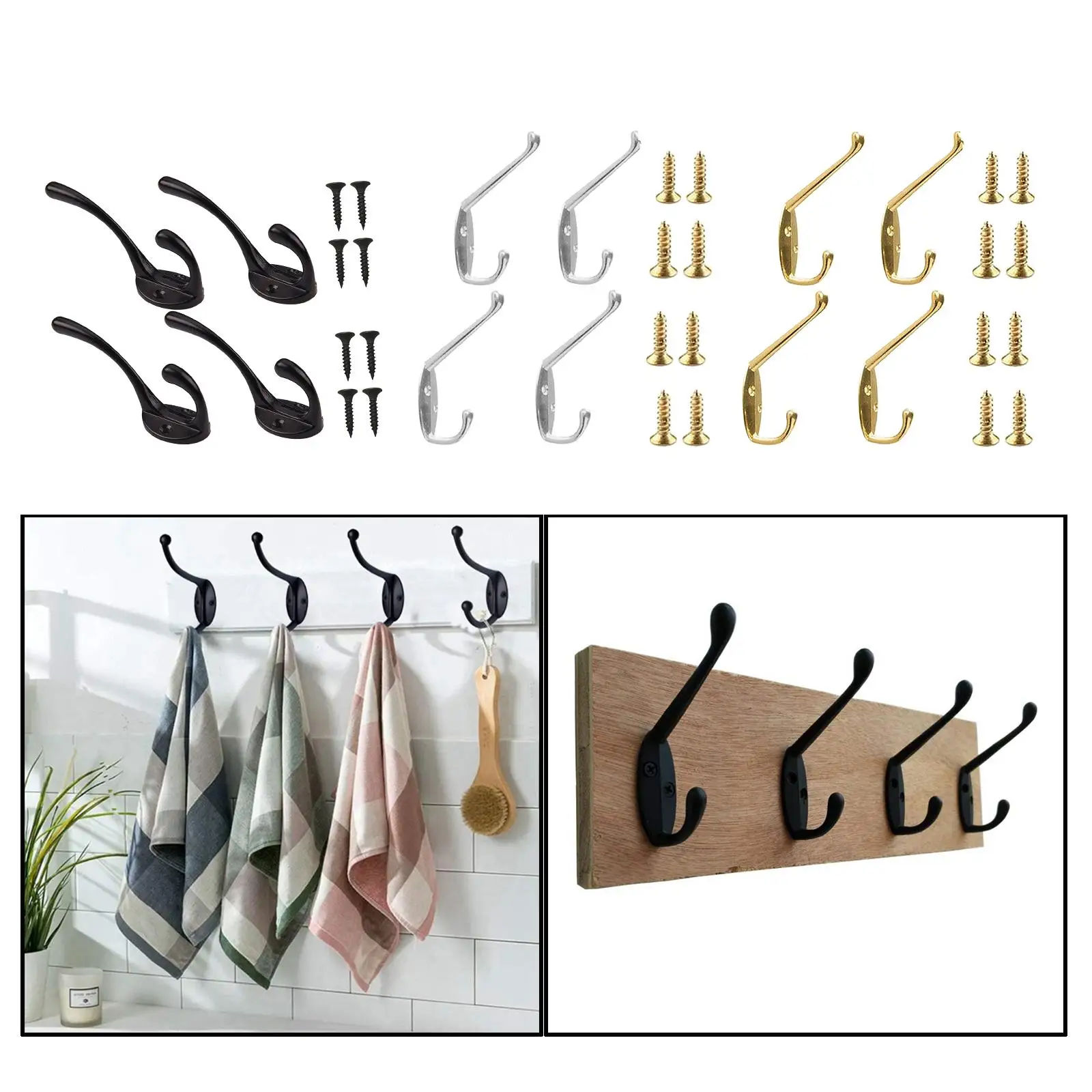 4 Pack Coat Hooks for Wall, Wall Mounted Clothes Hooks, Fit for Bedroom Bathroom Entryway to Heavy Duty Clothes