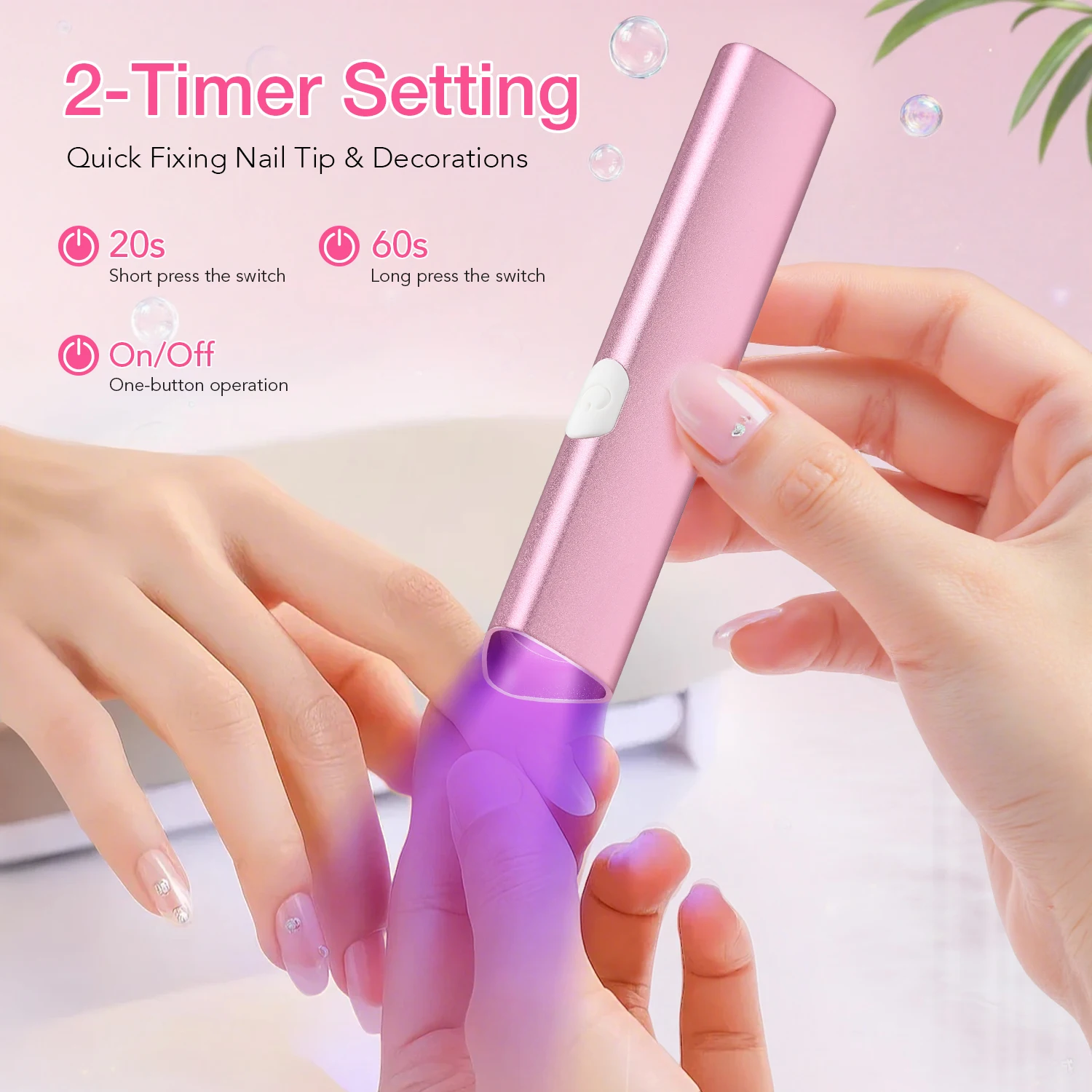 DianaBeauty UV LEDネイルランプ ポータブルネイルライト 充電式マニキュアランプ アルミ合金ホルダー付き ネイルサロンツール