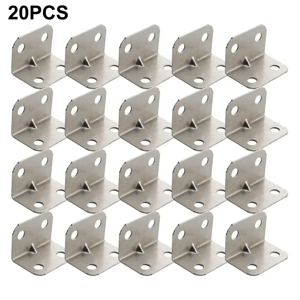 

10/20pcs Stainless Steel Straight Corner Bracket Connectors L Shape Right Angle Support Furniture Fixing Reinforced Hardware