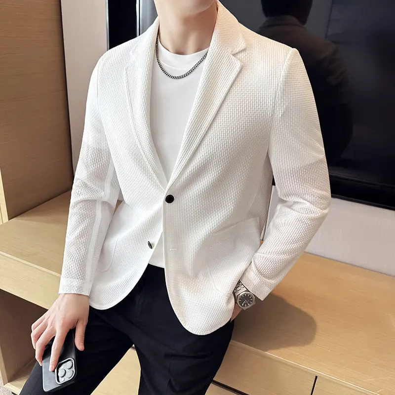 

Мужской летний дышащий пиджак из ледяного шелка 2026 года: высококачественный, без подкладки, повседневный, деловой, для защиты от солнца