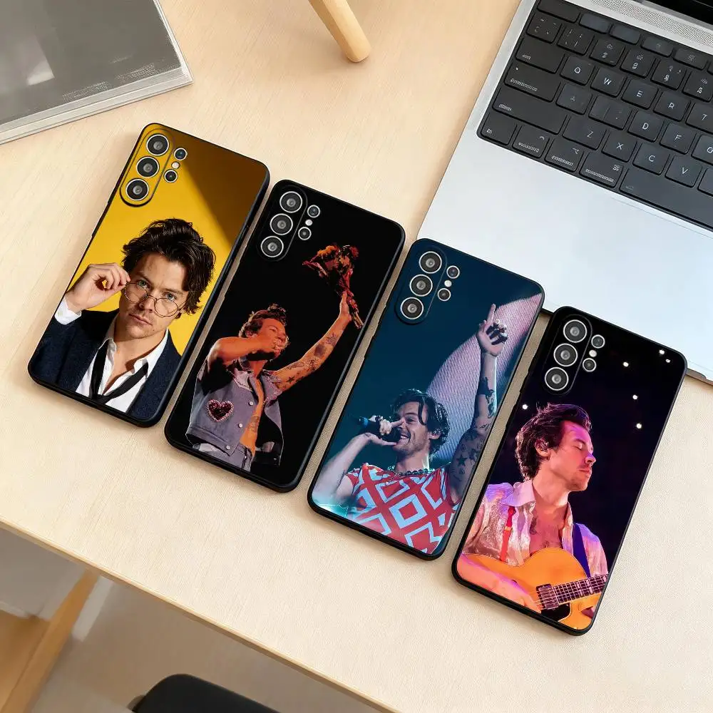 H-Harry Styles  Phone Case Black Silicone Soft For Samsung S25,S24,S21,S22,S23,S30,Ultra,S20,Plus,Fe,Lite