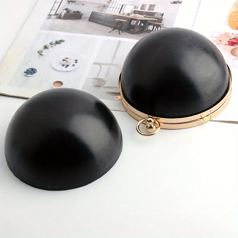 1PC Round Straight Gold Black Handle Bag Ball Kiss Lock Metal Clutch Wallet Wedding Anniversary Gift for Your Lover