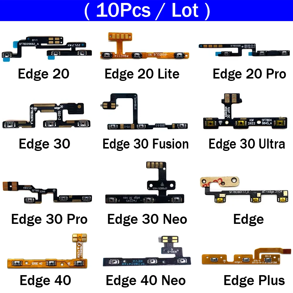 10Pcs, Power Switch On Off Button Volume Key Button Flex Cable For Motorola Moto Edge 20 30 40 50 Pro Lite Ultra Neo Fusion Plus