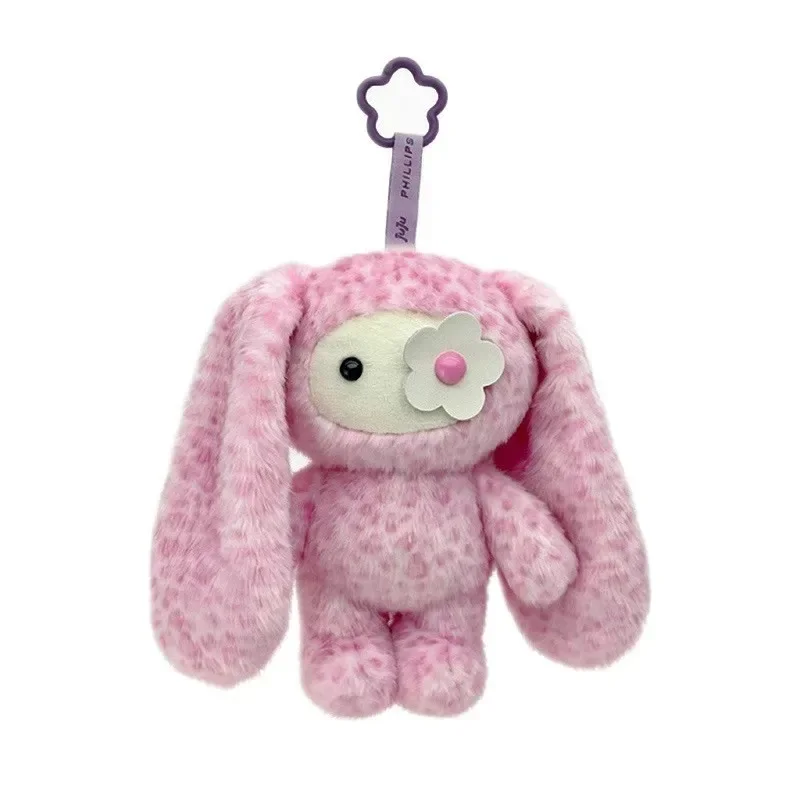 Cute Juju Rabbit Plush Keychain Flower Eye Bunny Stuffed Doll Kawaii Long Ears Animals Bag Pendant Car Keyring Toy Gift for Girl - view 5