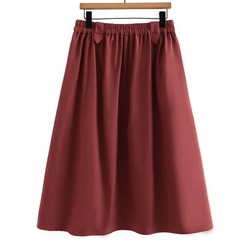 Plus Size Women Skirts Oversized Curve Clothes Loose High Waist A-Line Solid Color Mid Calf Bottoms Summer 2023