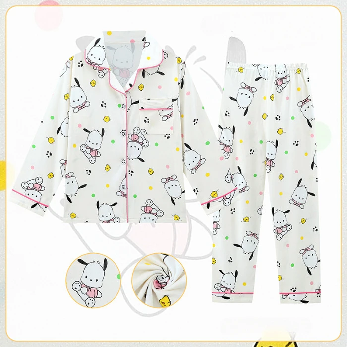 Conjuntos de pijama japonês dos desenhos animados para crianças, cardigã macio, roupas noturnas respiráveis soltas para crianças, estampa confortável e adorável