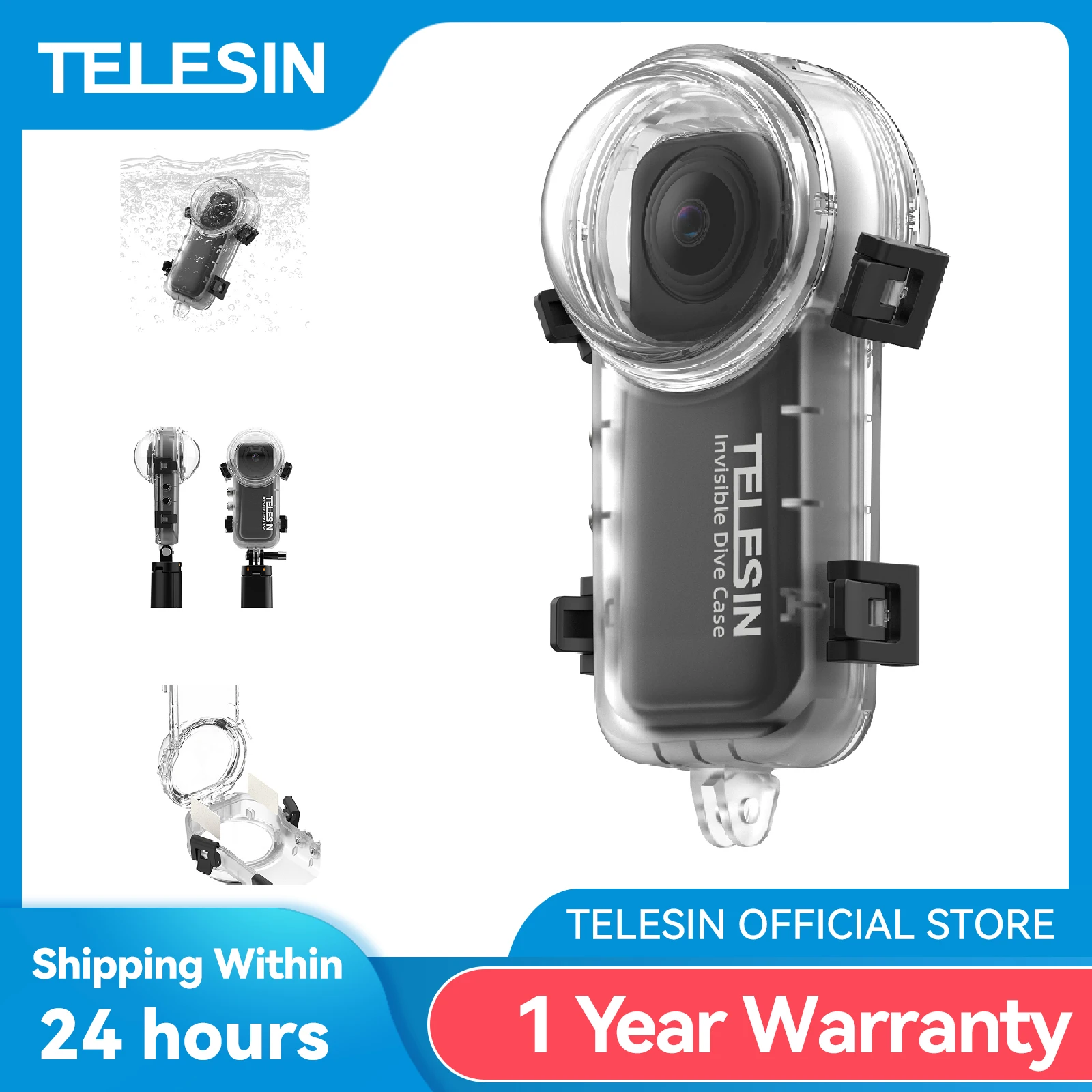 

TELESIN Waterproof Case For Insta360 X4 Underwater 50M Diving Housing Cover With Dive Filter For Insta360 Accessories