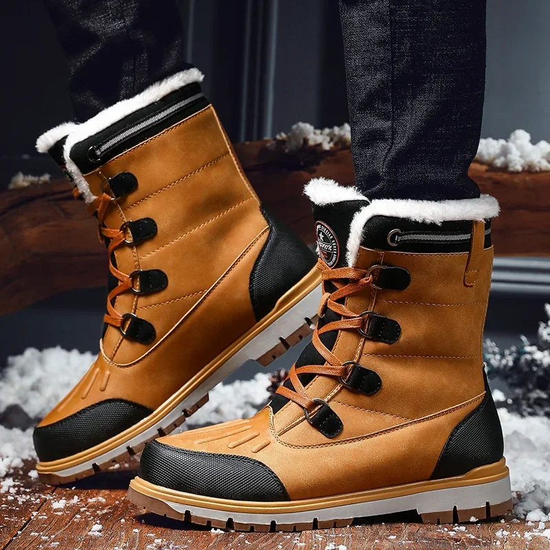 Botas de neve antiderrapante quente e confortável dos homens, resistente ao desgaste, impermeável, sapatos casuais de algodão, luxuoso, ao ar livre, alta qualidade, inverno, 2024