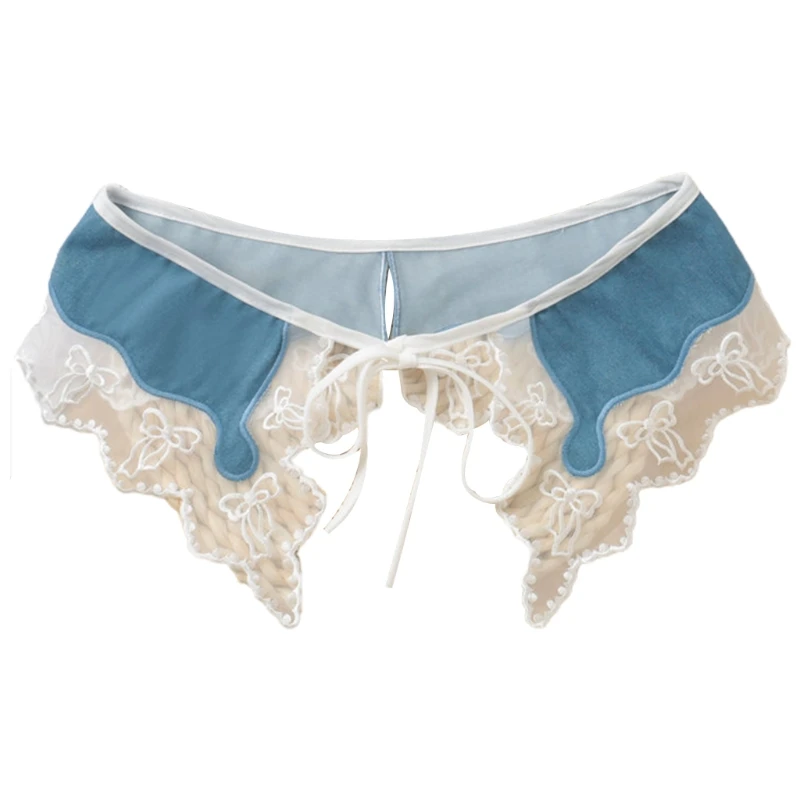 

Женская шаль с кружевным искусственным воротником, элегантный накладной воротник, декоративный свитер, съемный воротник на с