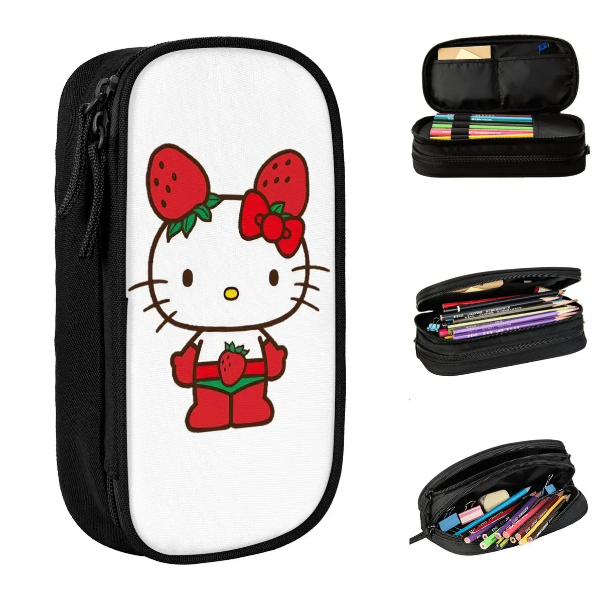 Creative Funny Hello Kitty Pencil Case Kawaii Pencilcases Pen for Student Large Storage Bags Office Zipper Stationery