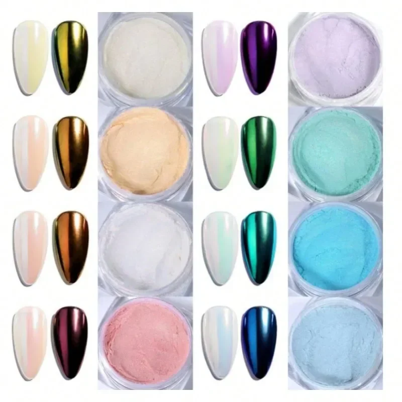 1 Box Weihnachten Nail Art Perlenpulver holographische Regenbogen Metall Spiegeleffekt Dekoration Pulver Nail Art Geschenk für Mädchen