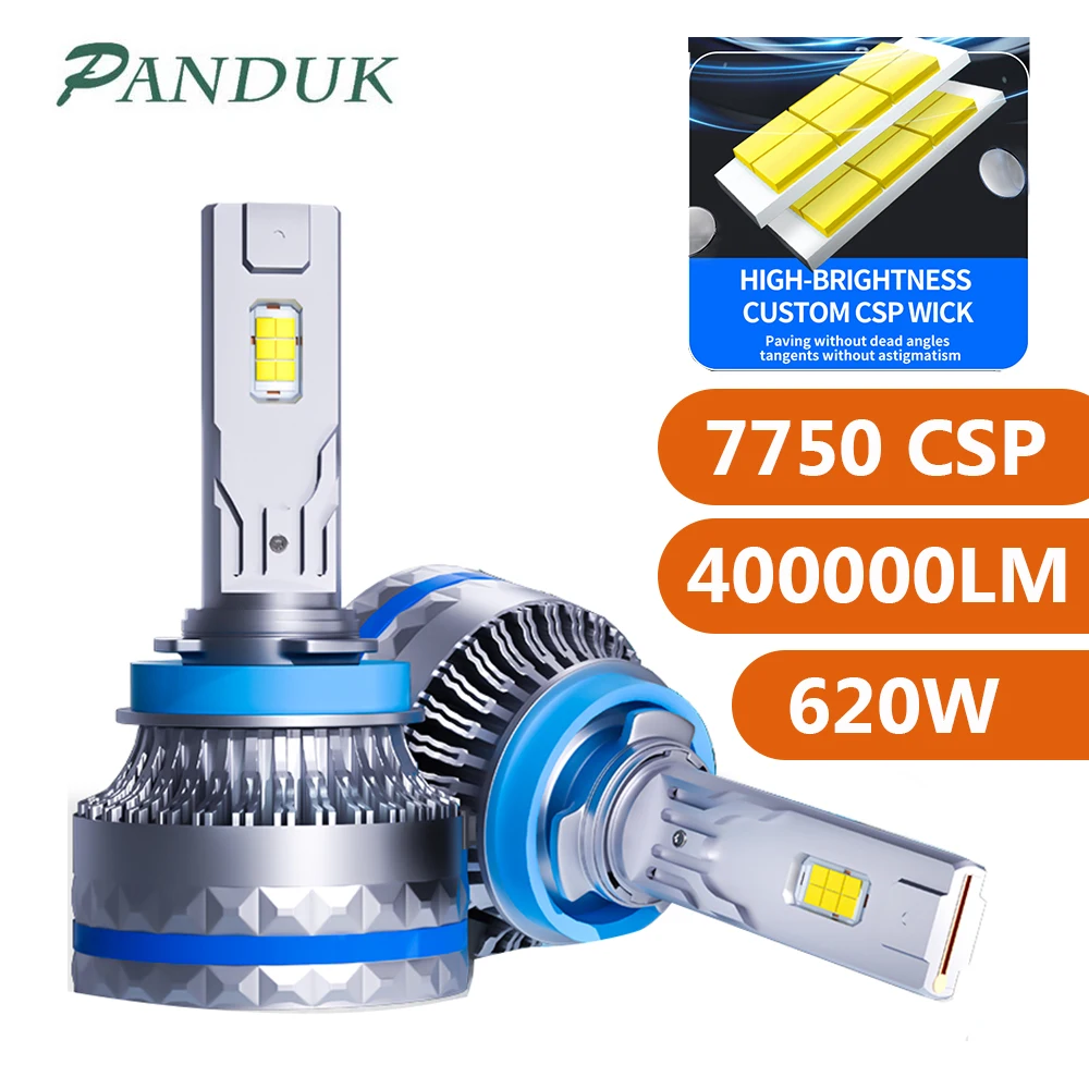 PANDUK Car LED Headlight H7 LED H4 H1 H8 H11 HB3 HB4 9005 9006 9012 6000K 620W 400000LM Auto LED Lamp Turbo Fog Light 12V 24V