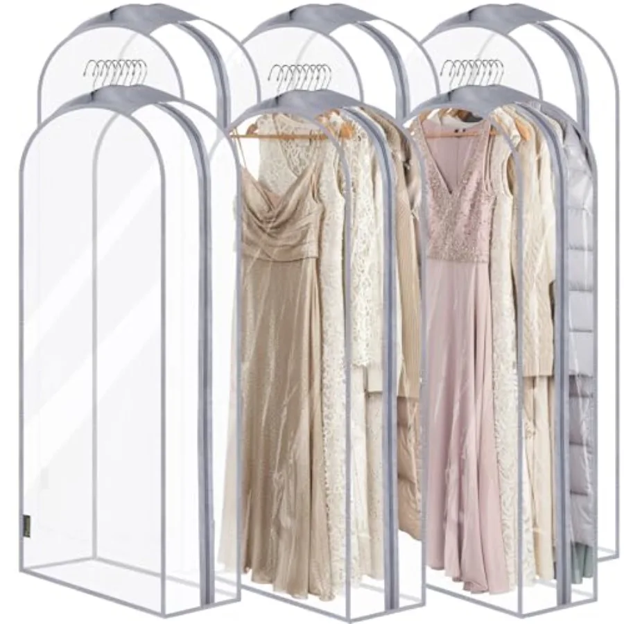 

60'' Garment Bags 10.5'' Wide PEVA Suit Bag for Closet Clothes Dresses Suit Coats Storage 6PK