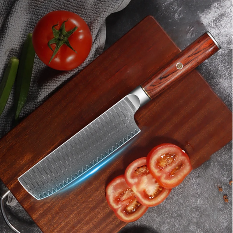 

6,5-дюймовый нож Накири, 67 слоев дамасской стали, лезвие 10Cr15CoMoV, деревянная ручка, нож шеф-повара для нарезки овощей, тесак, мясные кухонные ножи