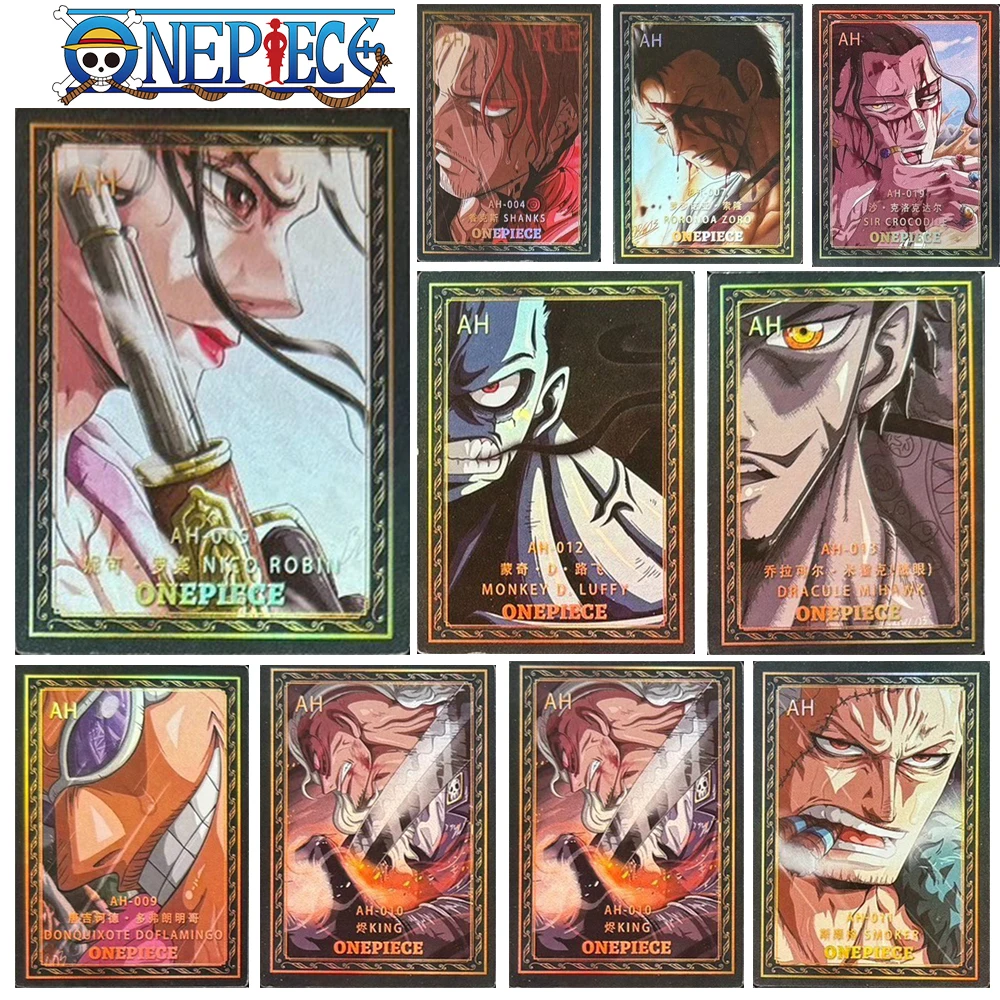 One Piece AH/18PCS Luffy Zoro Nami Vivi Nicole Robin Hancock Shanks Brook Fold glitter collectible card holiday gifts