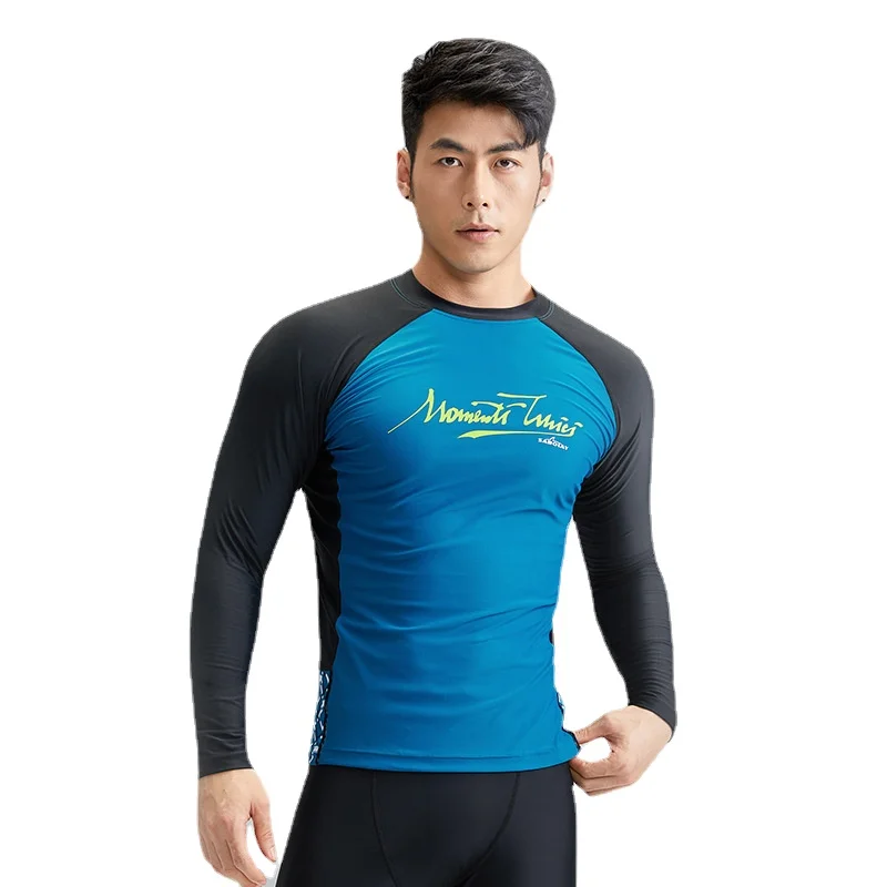 SABOLAY Men Sunscreen Long Elastic Sleeve Diving Rashguards Swimsuit Long Pants Rash Guard Swimming