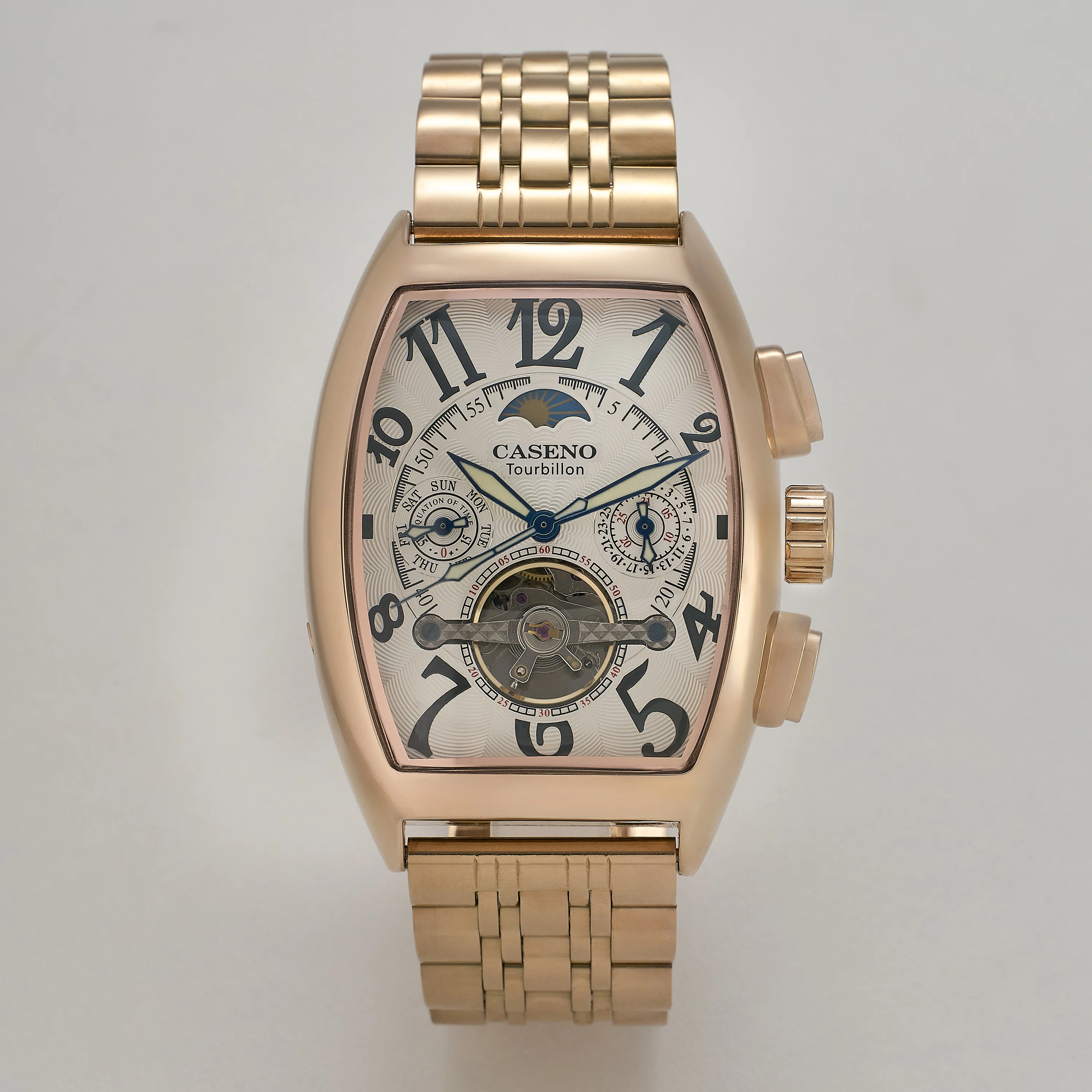 

Мужские автоматические механические часы CASENO с турбийоном, индикатором фаз Луны и ремешком из нержавеющей стали – роскошные часы