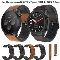 22mm Leather Silicone Bracelet For Huami Amazfit GTR 47mm Strap Correa For Amazfit Balance/GTR 4 3 Pro/GTR2E Watchband Wristband