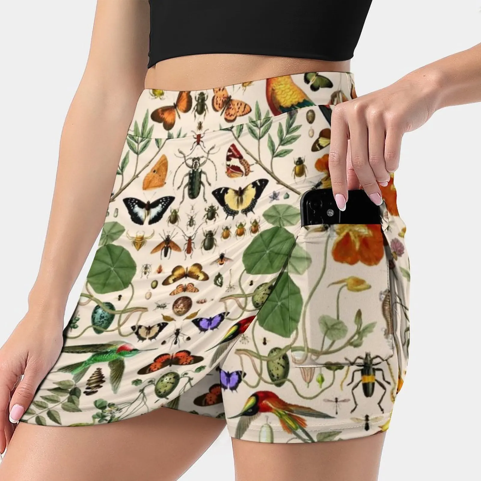 Biology 404 Women's skirt Y2K Summer Clothes 2022 Kpop Style Trouser Skirt With Pocket Nature Butterflies Biology Seamless