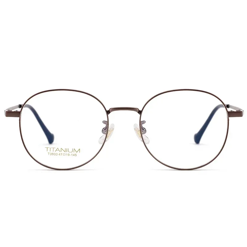 Retro Round Pure Titanium Optical Eyeglasses Frame Ultra Light Fashion Myopia Hyperopia Frame for Men And Women Wide-Side T3933