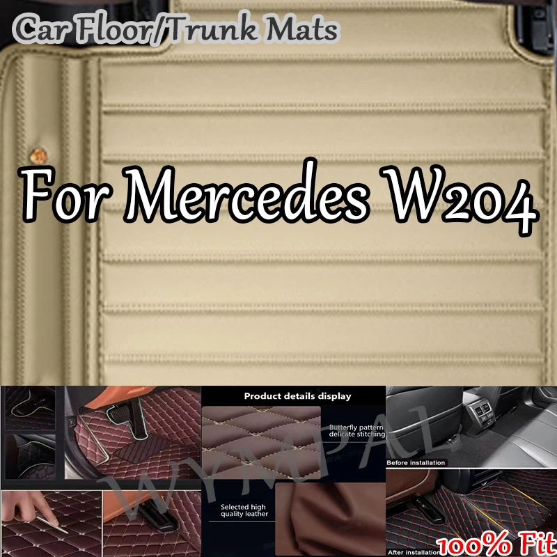 

Роскошный автомобильный роскошный кожаный коврик для Mercedes W204 2008 2009 2010, полный комплект автомобильных ковриков для женщин, водонепроницаемые аксессуары