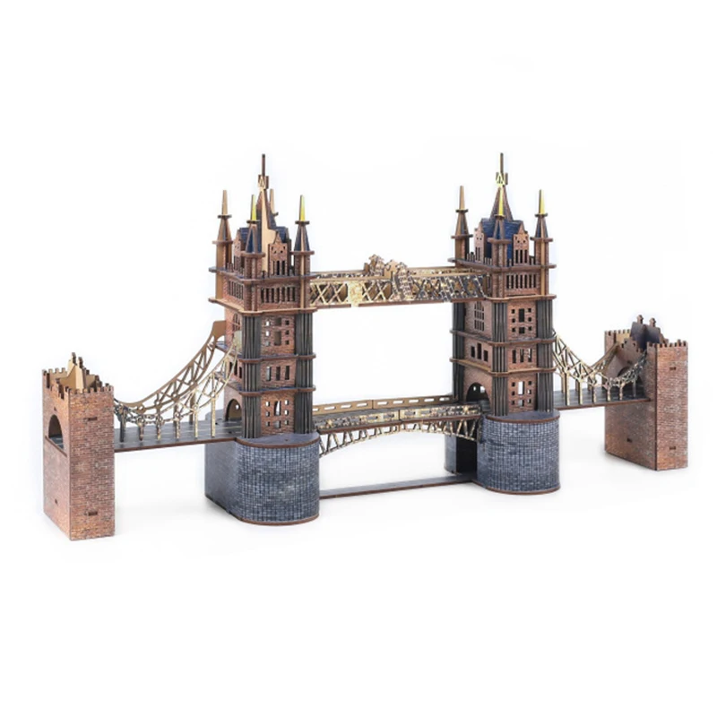 

DIY 3D Wooden London Bridge Miniature Model Kits Assembly Jigsaw Puzzles with Lights for Friends Birthday Gifts