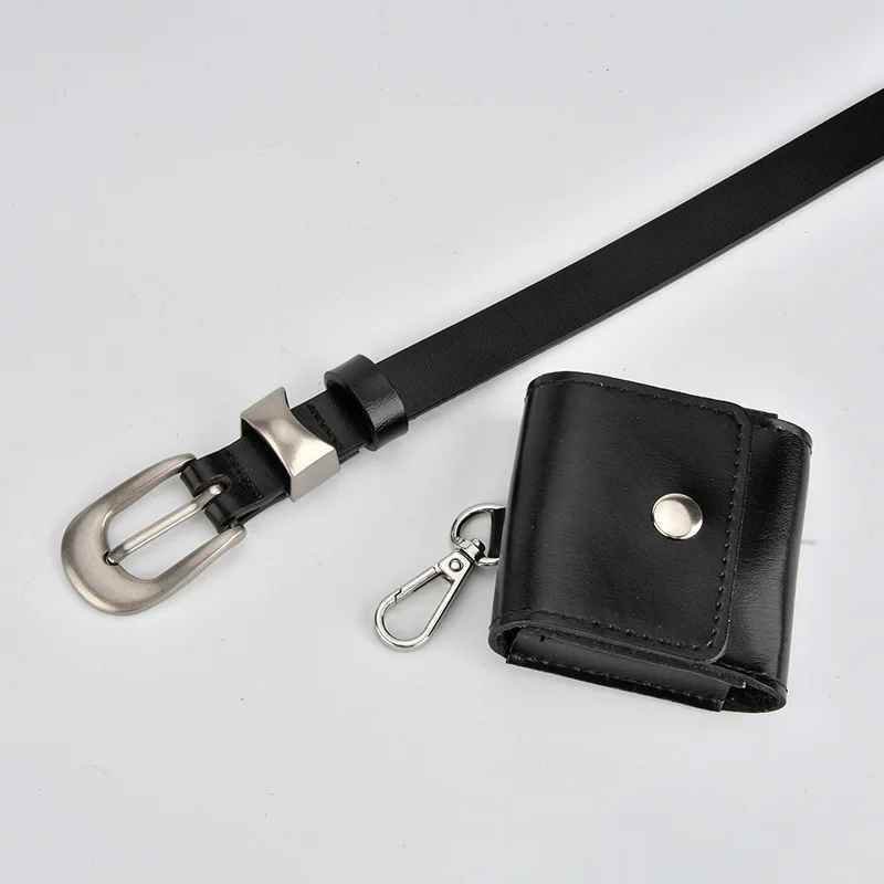 Novo design integrado de bolsa de cinto feminina de couro genuíno, mini bolsa de cintura com cinto para mulheres