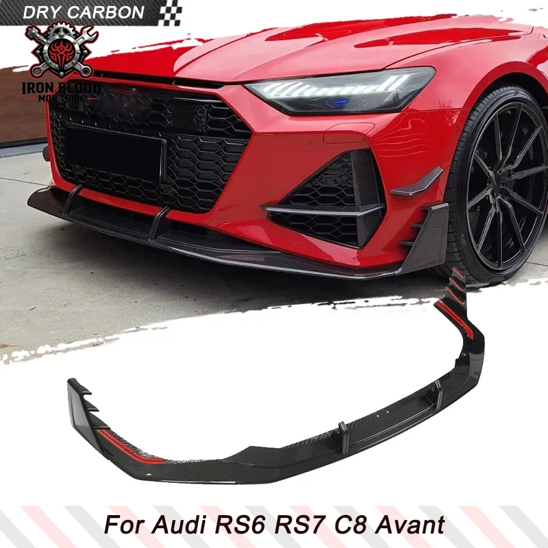 

Suitable for Dry Carbon Fiber Audi RS7 C8 Hatchback 2020 - 2022 Front Bumper Lip Spoiler Splitters Guard