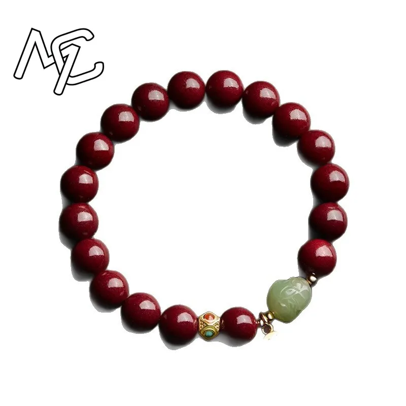 Customized Natural Red Organic Cinnabar Pixiu Bracelet Beads Accessories DIY Bangle Charm Jewellery Fashion Amulet Gift Women view 5