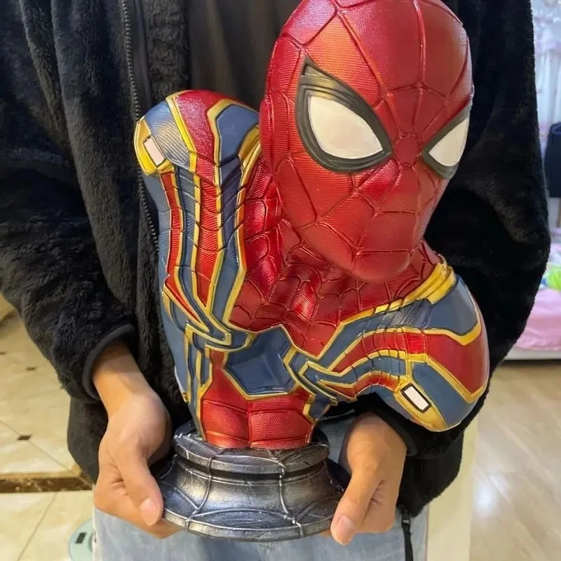 38cm Genuine Marvel lron Armor Spider Man Handmade Hero Expedition Movie Surrounding Modelstatue Bust Decoration Boys Kid Gifts