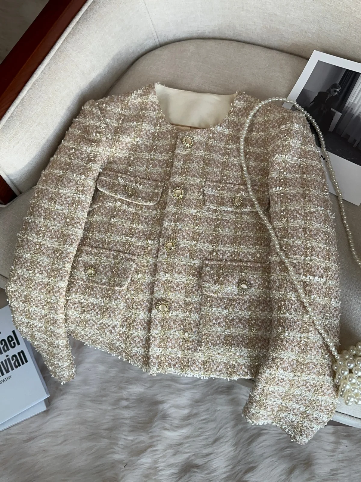 Abrigo de Primavera-Otoño 2024, Estilo Francés, para Mujer, Prenda Superior Elegante, Holgado, Largo, con Cierre de Botones