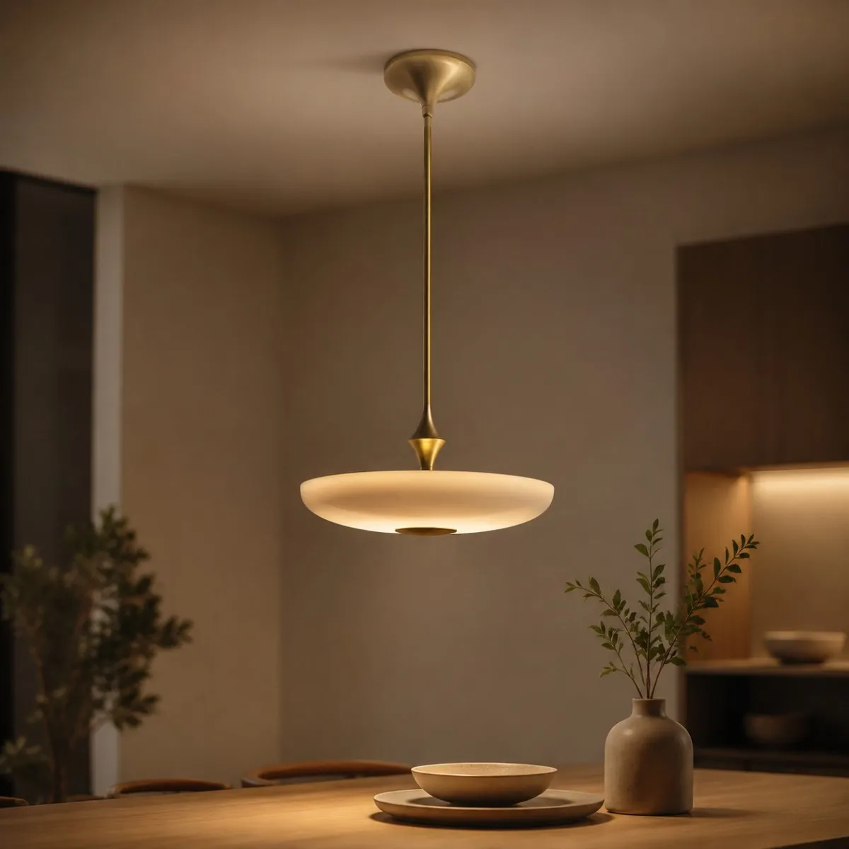 Mid Century 2026 Solid Brass Saucer Pendant Light Frosted Glass Dish Shade Vintage Italian Hanging Lamp for Dining Room Decor