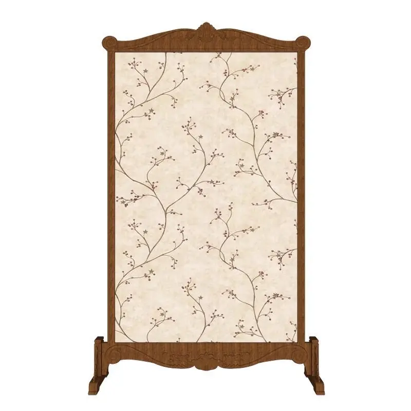 

Mixed and matched style solid wood screen partition decoration living room entrance movable carved art seat screen