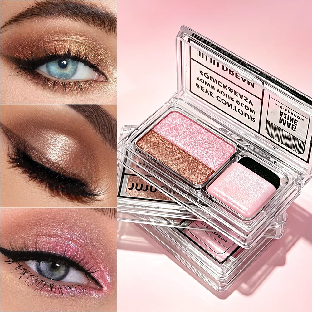 JUJU DREAM Two-Color Gradient Eyeshadow Palette Shimmer Metallic Waterproof Eye Makeup