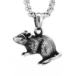 BEIER New 316L Stainless Steel Mouse Rat Pendant Animal Creative Design Vintage Jewelry For Men Women