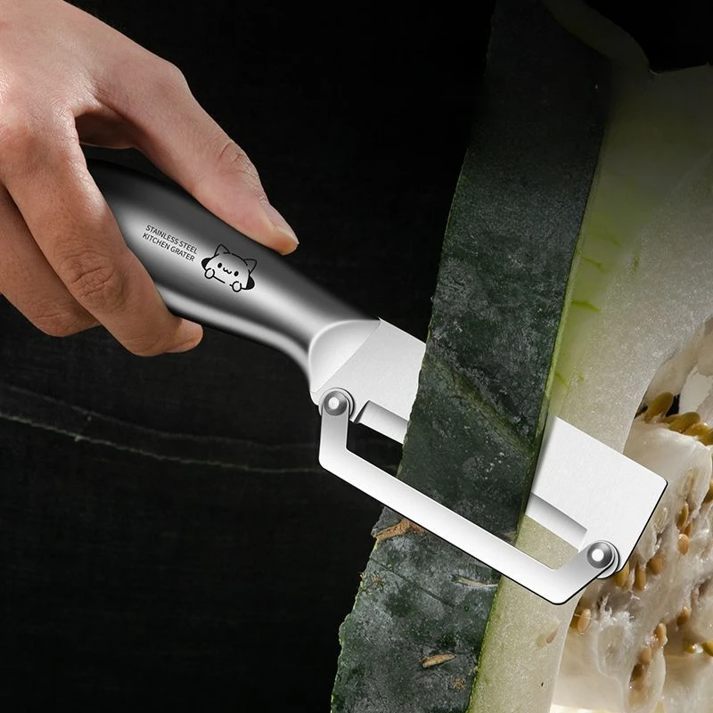 2-in-1 Melon Planer Pineapple Peeling Knife Stainless Steel Skin Peeler Kitchen Special Paring Tool Home Sugar Cane Paring Knife