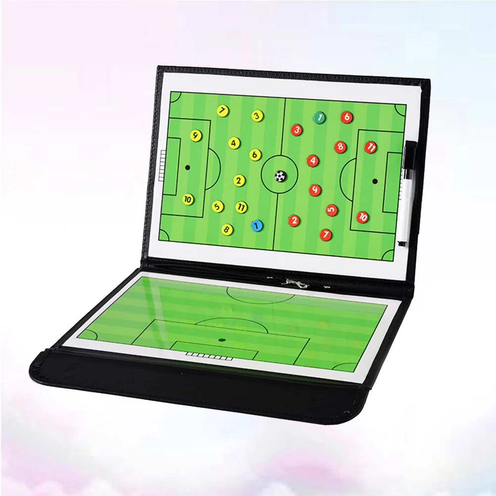 Tablero de entrenamiento de fútbol, portapapeles magnético de borrado en seco de 2,5 secciones, pizarra blanca táctica plegable reutilizable para entrenamiento en equipo