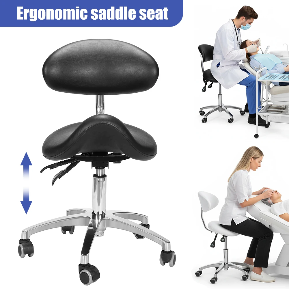 

Удобный стул-табурет на колесиках с поддержкой спины, регулируемая высота 19.93-21.65 дюймов, для дома, офиса, салона, спа, кухни, тату-салона