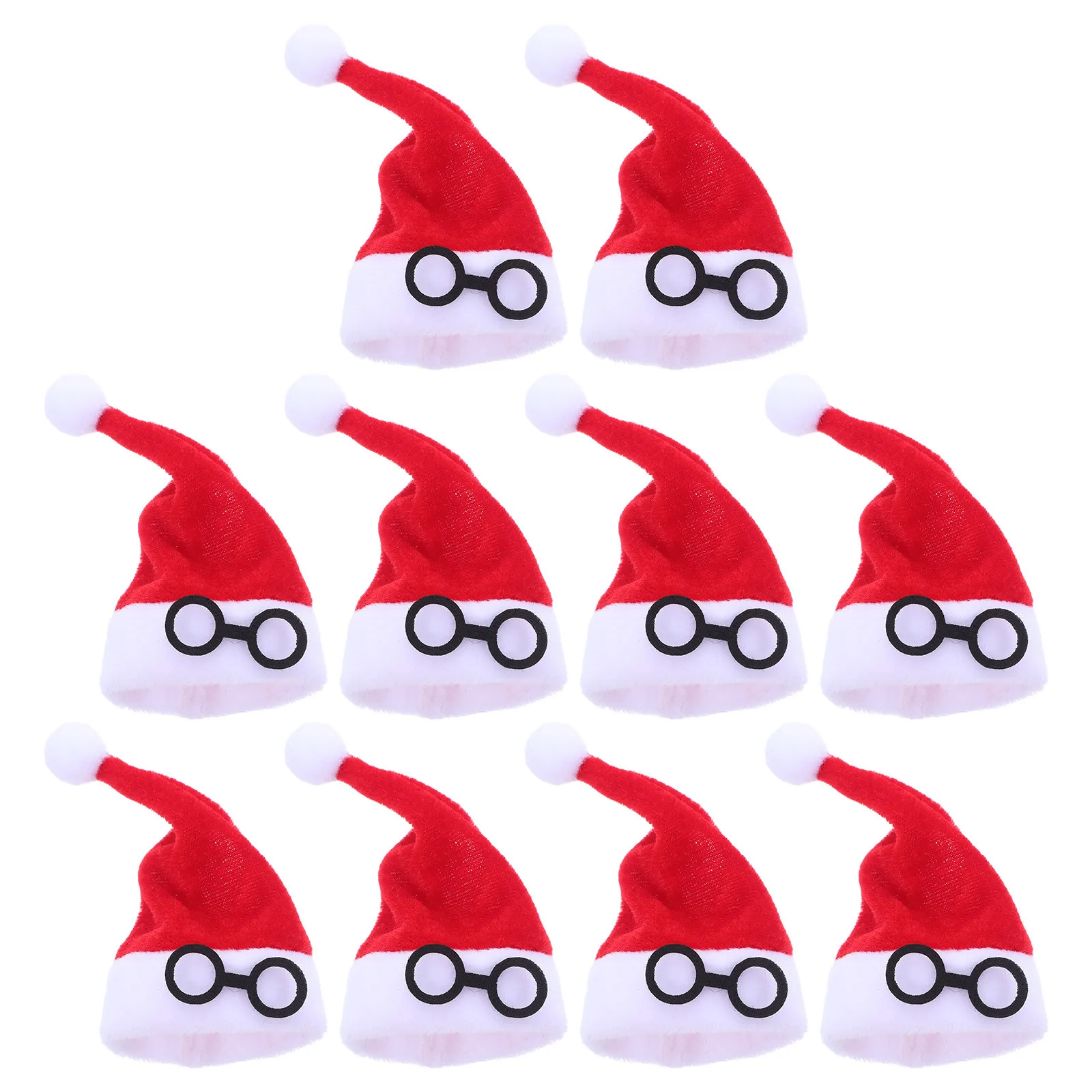 

10Pcs Mini Santa Hats Christmas Flannel Mini Wine Bottle Covers Cutlery Holders Xmas Party Table Decorations Party Hats